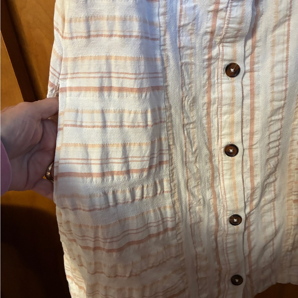 Roxy Peach and White Striped Fabric - Picture 3 of 9